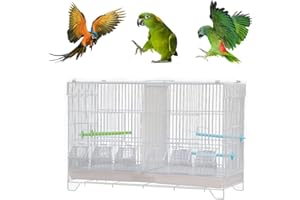 RELOVE Gabbia Voliera per Uccelli Pappagalli Inseparabili impilabile in Metallo e Posatoi in Legno