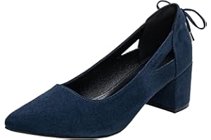 REMXI Women Court Shoes Block Heel Wide Fit Pumps Fashion Classic Court Shoes