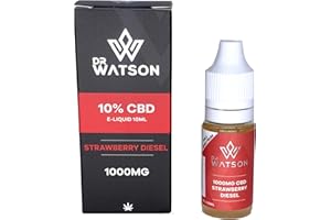 Dr Watson CBD Vape Liquid Strawberry Diesel Flavour | Natural Hemp Terpenes 1000mg 10ml | Premium quality Eliquid | Nicotine Free