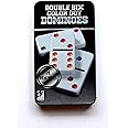 Double 6 Color Dot Dominoes with Metal Tin Case - Set of 28