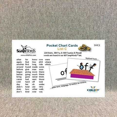 Snapwords List C Sight Word Pocket Chart Cards