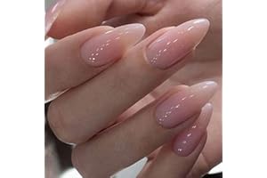 Kabwea 24 piezas Press On Nails Medium Almond,Uñas de Gel para pegar, Uñas de Gel Artificiales, Uñas postizas, Uñas postizas, Uñas de Gel X, Uñas Press On, Uñas de Gel para pegar