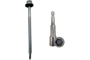 DOJA BARCELONA DOJA Industrial | Tornillos Autotaladrantes 6,3x100 + Vaso Taladro M10 | PACK 50 de Tornillo Autoperforante Autorroscante Hexagonal + 1 Llave de Vaso Torx | Para Chapas Metalicas, Tejado, Aluminio.