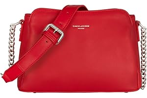 David Jones - Borsa a Tracolla Donna - Piccola Borsa Spalla Catena Simil Pelle PU - Borsetta con 3 Scomparti Tasche - Borsa a Mano Borsello Moda Città Viaggio Shopping