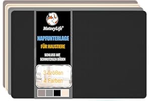 MateeyLife Napfunterlage Hund Katzen, Silikonmatte Hundenapf Unterlage Katzennapf, rutschfeste Futtermatte Katzen Hund, Wasserdicht Futterunterlage Katzenmatte, 46x31cm, Schwarz