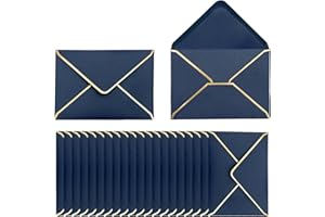 MINZHI 50 piezas sobrespara tarjeta de regalo, 13,5 x 18,5 cm, Sobresde tarjetas, Sobrescon borde dorado, Sobrespara Invitaciones, Sobres de invitación con borde dorado, para bodas,fiestas (Azul)