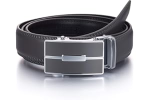 YEHMAN Ceinture sans trou en cuir avec boucle automatique à crémaillère 3 cm Homme
