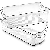 Zollyss Stackable Acrylic Fridge Organiser Sturdy Pantry And Refrigerator Storage Bins With Handles Fridge Containers| Pack o