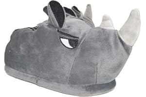 MILLFFY Pantuflas de rinoceronte de animales de peluche | Pantuflas acogedoras para niños | Conejo conejo felpa casa zapatillas | Zapatillas mullidas para niñas y niños
