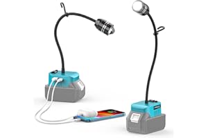 LIVOWALNY LED Arbeitsleuchte mit flexiblem Schwanenhals für Ma-kita 18V Akku – 20W 2000LM Flutlicht, fokussierbare Akku-LED-Lampe mit USB & Type-C Anschluss (Ohne Batterie)