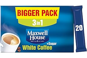 Maxwell House 3in1 White Instant Coffee and Sugar Sachets x20 (Pack of 6, Total 120 Sachets)