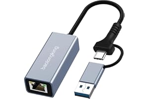 BAOLONGKING USB 3.0 auf Ethernet Adapter mit USB C auf RJ45 Gigabit LAN 1000 Mbps kabelgebundenes Netzwerk, Ethernet auf USB Type-C 1000Mbps Netzwerkadapter für Windows XP, Mac OS, Linux, VISTA 7 8 10 11 (2 in 1)