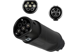 E-S1mple EV Adapter Type 1 to Type 2 32A 7.2 KW for Type 2 Electric Vehicles (SAE J1772 to IEC62196) EV Charging Cable Adapter for 7 Holes EV Car Male Socket