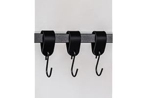 M METALLBUDE Metallbude Kleiderhaken S-HAKEN - 3er Set in Schwarz - Modernes Design - Garderobenhaken aus Hochwertiger Lederschlaufe & Stahl - 10 cm