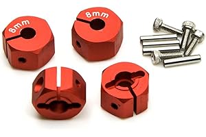 ZuoLan 1 set di tappi per dadi esagonali in alluminio, 12 mm, per 1/10th RC modello auto (rosso, 8 mm)