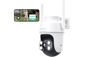 BOTSLAB 4MP WiFi Security Camera Outdoor, 360° Auto Tracking CCTV Camera Systems with 30M Full Color Night Vision, 8X Digital Zoom, AI Person & Vehicle Detection, Siren, 2-Way Audio, 2.4/5GHz