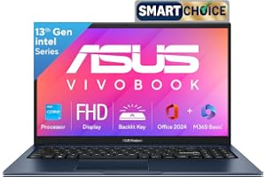 ASUS Vivobook 15, Smartchoice,Intel Core i3 13th Gen 1315U, 12GB RAM, 512GB SSD, FHD 15.6", Win 11, Office 2024, Quiet Blue,