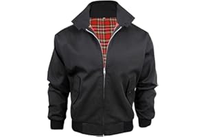 ZEE FASHION Harrington-Jacke mit kariertem Futter, gefertigt in Großbritannien, Herren, mit Reißverschluss, klassische Bomberjacke