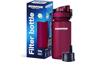 AQUAPHOR City | Kinder Trinkflasche mit Filter | 350 ml Rubin | Auslaufsicher & BPA-frei | Für Kindergarten, Schule & Sport | Wasserfilter für unterwegs
