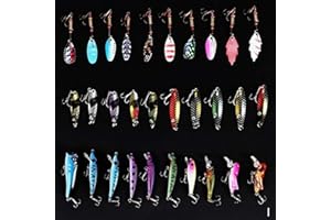 LUROWO 30pcs Fishing Lures Spinner Hard Bait Artificial Bait Tackle Fishing Wobblers Casting Spoon Trout Bass Salmon Pike Walleye Perch
