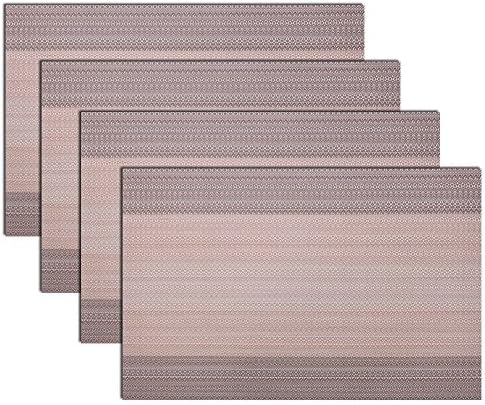 Karateeltd Stylish Place Mats, Durable Non-slip Table Place Mats Dinner Mats, Easy Care Dining Decoration, (Set of 4) KARAOO4 Gradient Rose Gold