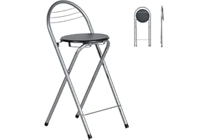 ‎LIINK1GA Liink1Ga 2er Set Barhocker Klappbar mit Lehne, Klapphocker Faltbar Barstühle Bar Hocker Klappbar Holz Stuhl Klappstuhl für Indoor Outdoor Küche Bars Bistro Camping/Sitz Schwarz/Sitzhöhe 61CM