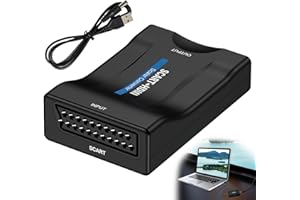 Fogbush Scart to H—DMI Converter, 1M Scart to H-DMI Cable Adapter 720P/1080P Switch Converter Adapter with USB Power Cable for DVD Player TV HDTV Monitor Projector VHS Sky Blu-Ray