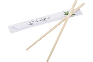 GOKOCO Set de 100 pares de palillos de bambú, 21 cm, empaquetado individualmente, desechables