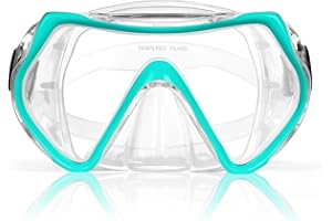 AOOSA Snorkel Mask, Men Women Tempered Glass Diving Mask, Fog Proof and Leak Proof Floating Goggles, 180° Panoramic View Diving Mask with Nose Cover for Snorkeling, Freediving, Swimming, Unisex