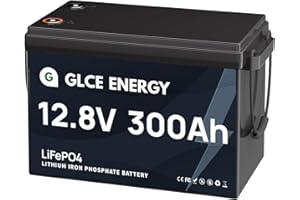GLCE ENERGY Batería de litio LiFePO4 de 12 V, 300 Ah, BMS inteligente integrada, 4000 – 15000 ciclos, batería de litio de 3840 Wh, batería de ciclo profundo para motor de trolling, caravanas, barcos,