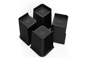 MXMZHXU Möbelerhöhung 20 cm, L-Form Betterhöhung, Heavy Duty Unterstützung bis 6000lbs, Übergroße Bett Lifts für Bett, Couches, Tische, Sofa, Schreibtische (Schwarz, 20cm-4Stück)