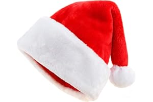 WOEAU Kids Santa Hat - Christmas Soft Plush Velvet Red Claus Hat Extra Thicken Comfort Classic Fur Funny for Children Boys Girls Toys Holiday New Year Eve Festive Fancy Dress Xmas Party Costume Supplies