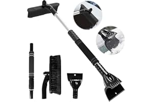 LXYYDS Spazzola da Neve Auto, 3-in-1 Raschietto Ghiaccio Auto, Raschietto Ghiaccio Rimovibile, Raschietto Ghiaccio Auto con Spazzola Neve, con Manico in Schiuma per Parabrezza Auto e Finestre (Black)