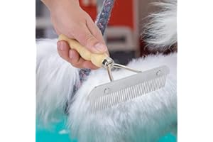 KENANLAN Kamm Striegel Pferde 16×16×4 Haustierpflege Massagekamm Haarentfernung Haarausfall Reinigung Werkzeug mit Holzgriff Katzen und Hunde