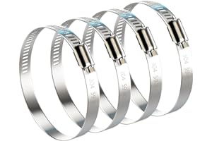 NEBURORA 59-82mm Hose Clip Adjustable 304 Stainless Steel Duct Clamps 4 Pack Worm Drive Hose Clamp Clips 3 inch Diameter Fuel Line Hose Pipe Clamps for Dryer Vent Air Duct Automotive Plumb