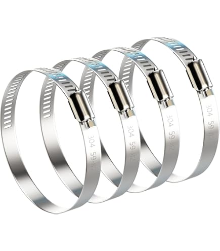 WINL 8-Pack Stainless Steel Hose Clamps - SAE 56 Worm Drive, 3" To 4" Range (76mm-102mm)