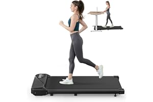 Dripex Walking Pad Treadmill for home, 2.5HP Under Desk Treadmill with Shock-absorbing Cushions, Walking Running Machine with Remote Control and LED Display, Adjustable Speeds 1-6km/h, No Assembly
