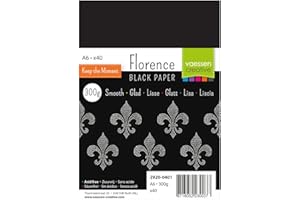 Vaessen Creative Florence - Cartoncino liscio, nero, 300 g, formato A6, 40 fogli, per scrapbooking, creazione di biglietti, fustellatura e altri lavori con la carta