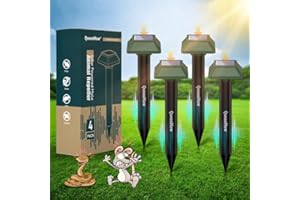 BUBBACARE Anti Taupe Ultrason 4-Pack, Repulsif Taupe Solaire Piege a Taupe pour Jardin Cour, 700 M² Étanche Extérieur Intérieur Ultrason Souris et Rats Répulsif pour Serpent pour Lapin Écureuil Raton Laveur