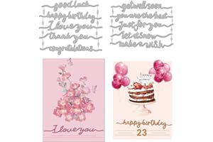 INFUNLY 2PCS Creative Blessing Words Cutting Dies for Card Making Happy Birthday Text Die Cuts I Love You Words Die Cuts Embossing Stencils Template for DIY Scrap-Booking Decor Wedding Birthday Card