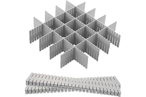 Hantoc 12 Pezzi Divisori per Cassetti Regolabili, Divisori per Cassetti in Plastica Organizzatore per Cassetti Separatori per Cassetti per Ufficio, Bagno, Cucina o Camera da Letto 32.4 x 7cm Grigio