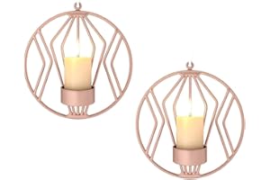 Sziqiqi Candelero Colgante De Arte De Hierro para Decoración De Casa, Candelabros Geométricos Tridimensionales, Ornamentos Creativos del Hierro De La Pared, Oro Rosa