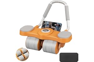 KENSBRO Automatische Rebound-Bauchrolle, 4-Roller Bauchroller Bauchmuskeltrainer,Rollenrad für Core Trainer mit Kniematte & Telefonhalter, 2 in 1 Bauchtrainer Roller für Bauch- und Core-Krafttraining
