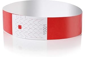 Amazy Entrance Wristbands: 100 Printable Numbered Bracelets for Event Security (Red)