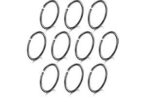 Crdifu 10pcs 20 Gauge Nariz anillo aro 8mm de acero inoxidable nariz falsa labio Helix Tragus cartílago anillo de aro joyería