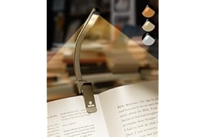 Vekkia Buch Licht, 2LED wiederaufladbare Leselampe für Bücher im Bett, 3 Farben & stufenlos dimmbare Helligkeit, Schwarz