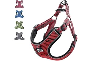 Suredoo Pettorina Regolabile, No-Pull Riflettente Traspirante per Cani, Gilet Morbido Imbottito Petto Imbracatura per Cani Taglia Piccola Media Grande (XS, Rosso)