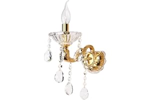 TRY-YEAN Applique a Candela 1 Braccio Classica Illuminazioni per Pareti Candela K9 Crystal Glass 60W E14 Color Oro per Corridoio Camera da Letto Soggiorno