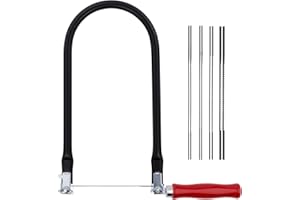 TXErfolg Juego de Sierra de Marquetería con 8 Hojas de Sierra(4#6#8#10#) y Arco para Metal y Madera con Mango, 130mm Sierra de Hoja Cortes Precisos, Sie`rra Fina para Trabajos en Madera