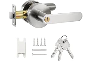 Faankiton Maniglia a Leva per Porta, Maniglia per Porta con Serratura e Chiavi, Serrature per Leva per Porta, Set di Maniglie per Porte, Maniglia per Porta Interna per Camere da Letto, Bagni (Argento)